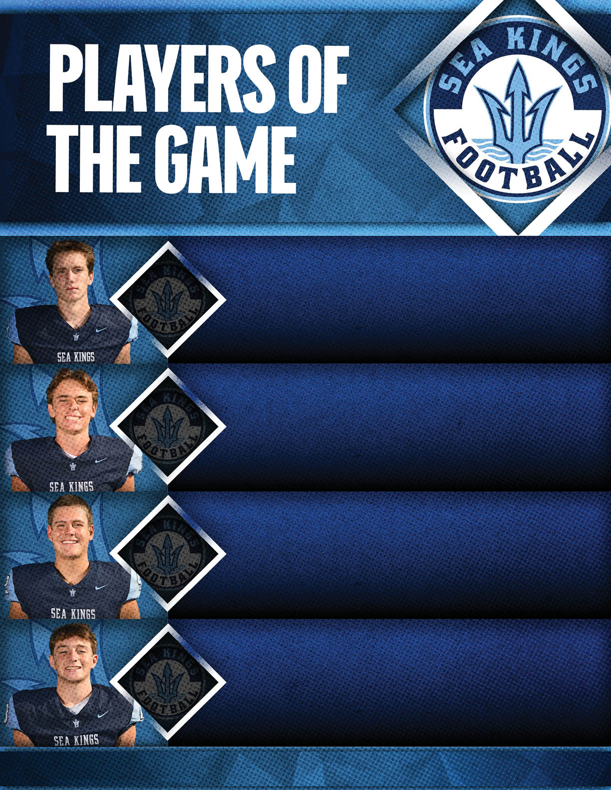 A poster with a man's face on it and the words “Players of the Game" written on it. Description generated by AI