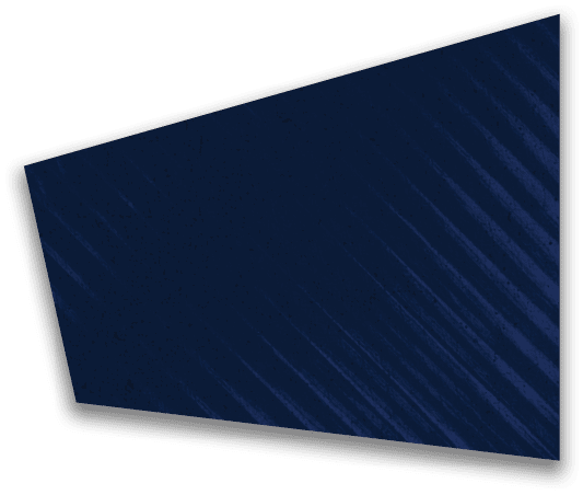 A dark trapezoidal shape with diagonal striped patterns and a subtle shadow on a white background. Description generated by AI