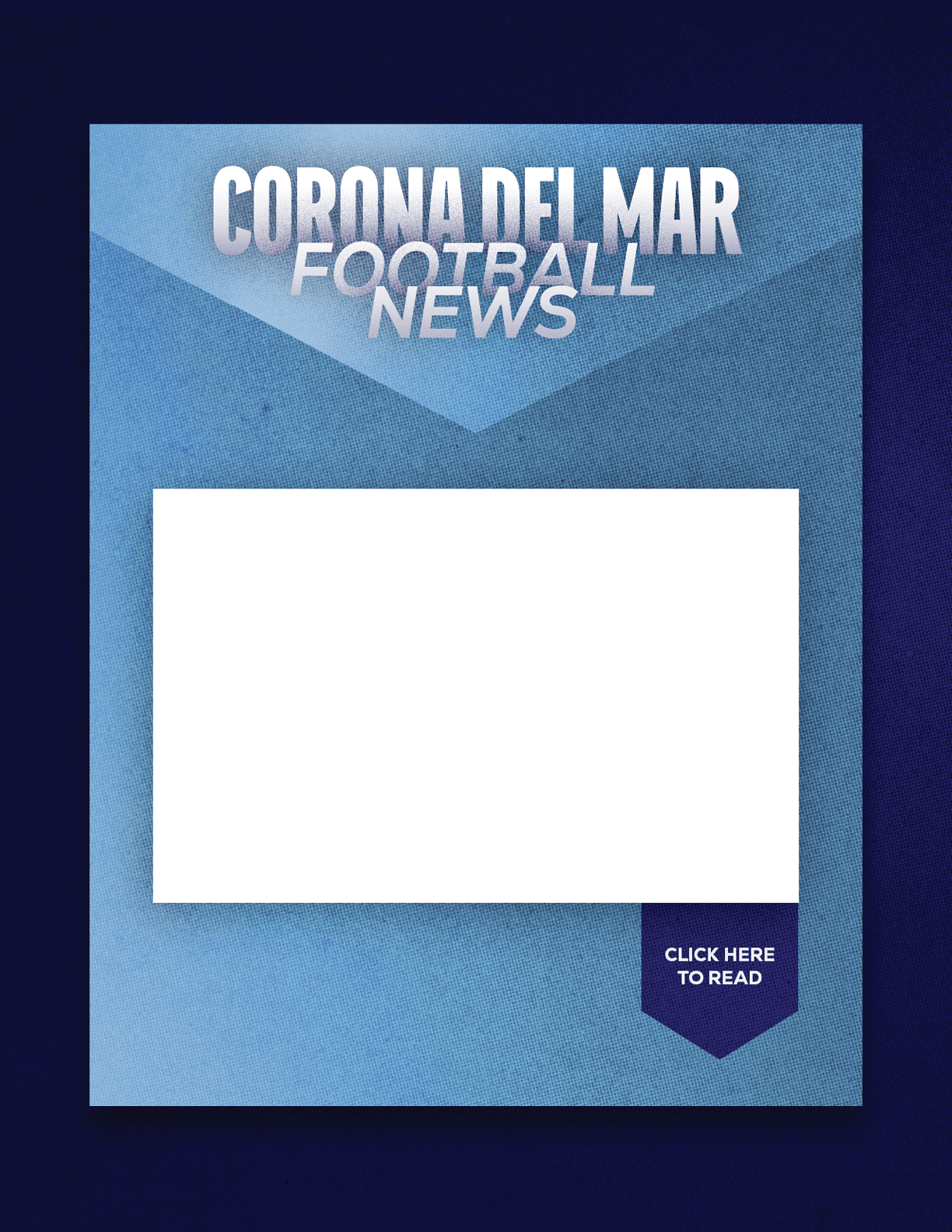 A red and blue sign with a blank space for a headline. Description generated by AI