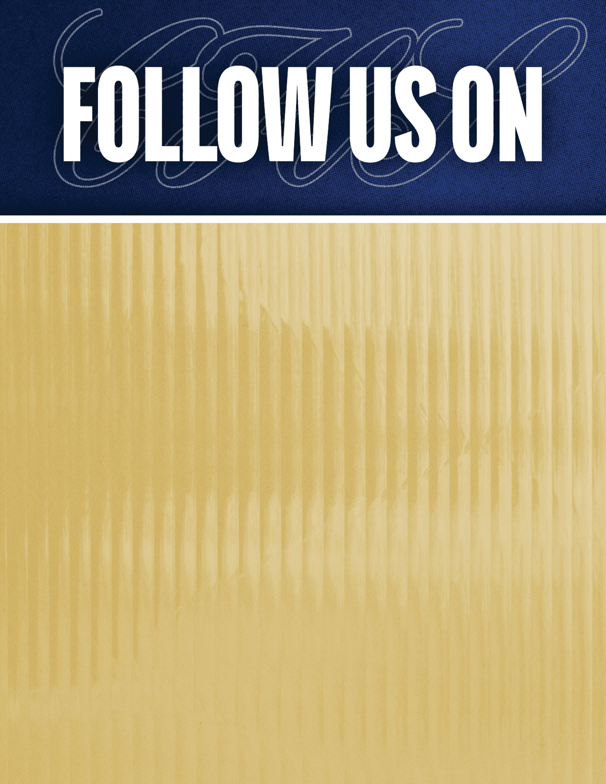 A yellow and blue background with a white lettering. Description generated by AI