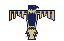 A green and gold eagle with the letters M and M on its chest. Description generated by AI