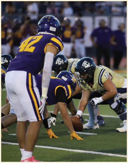 A group of football players on a field. Description generated by AI