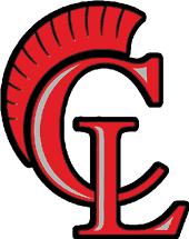 A stylized red and gray letter G with a Roman soldier helmet crest integrated into the design on a black background. Description generated by AI