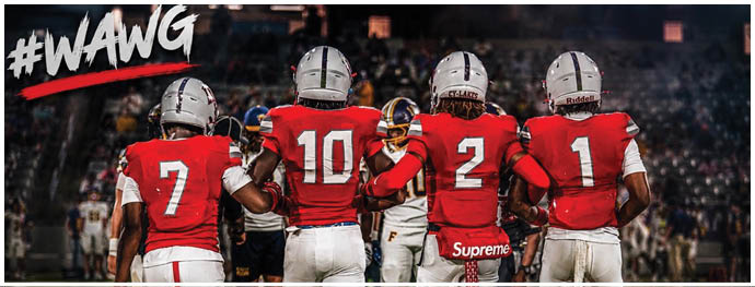 A group of football players on a field. Description generated by AI
