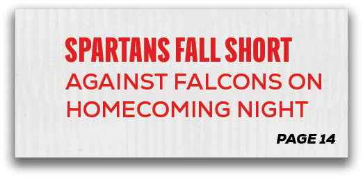 page 14,Spartans Fall Short Against Falcons on Homecoming Nigh