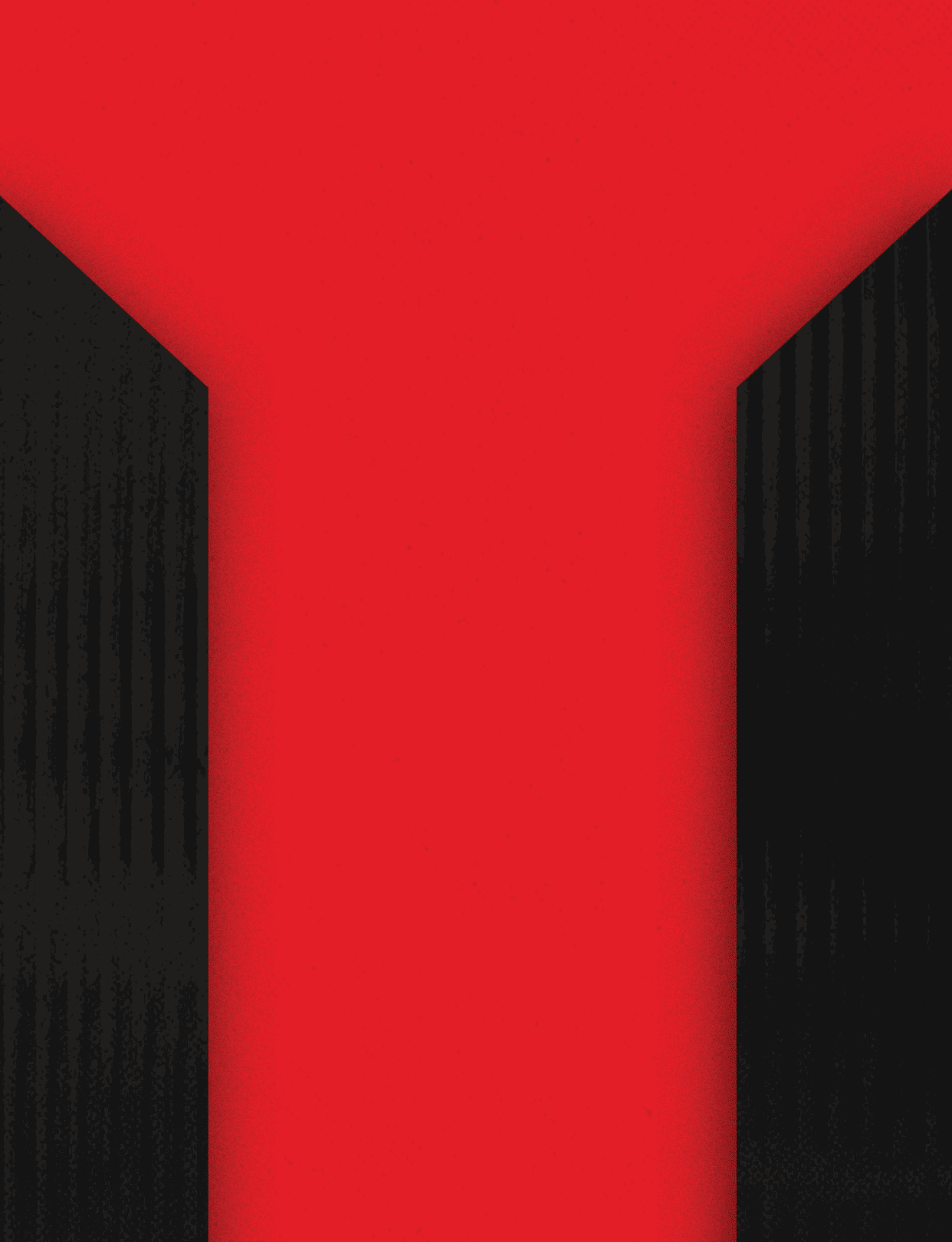 Three black and red buildings. Description generated by AI
