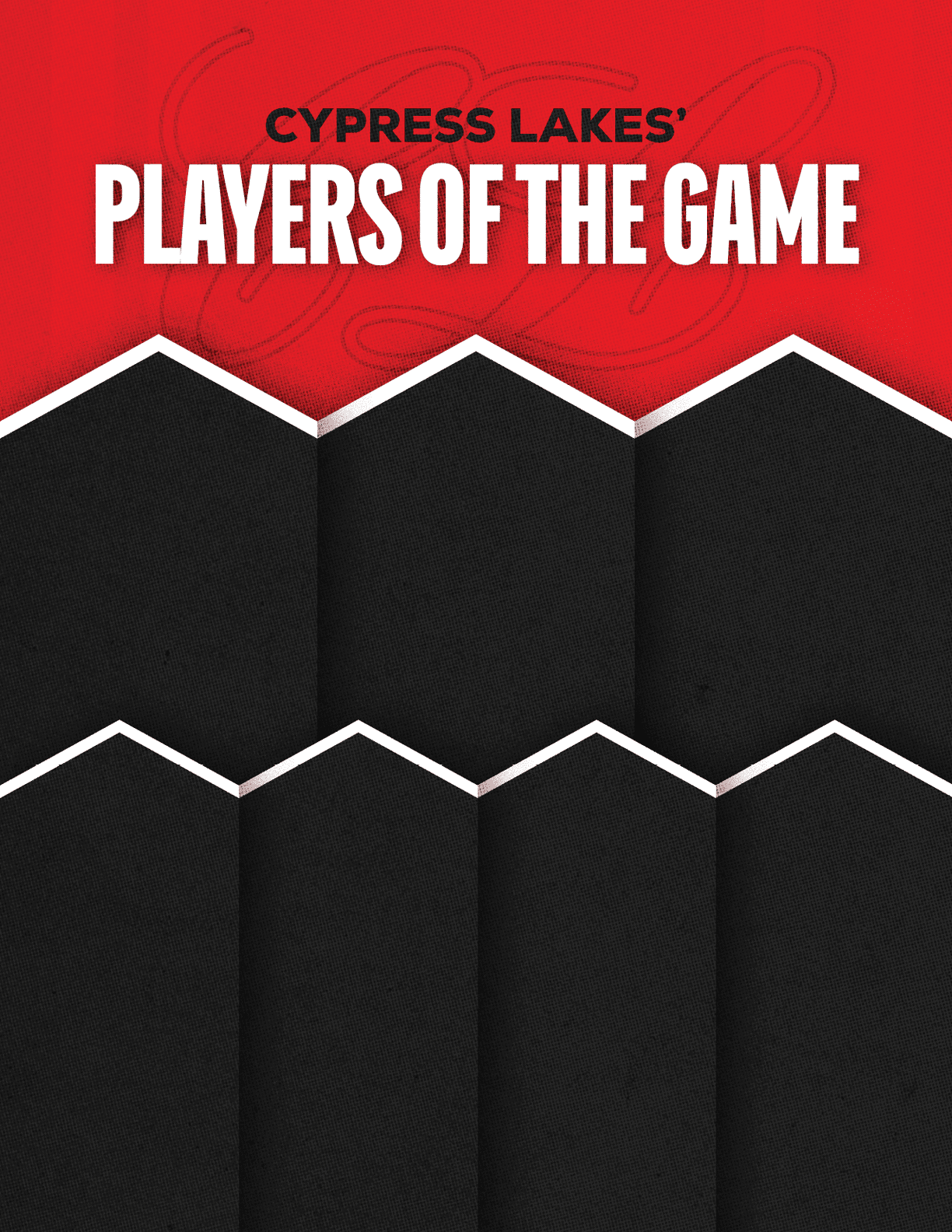 A red and black poster with the words “Sun Prairie East's Players of the Game" written on it. Description generated by AI