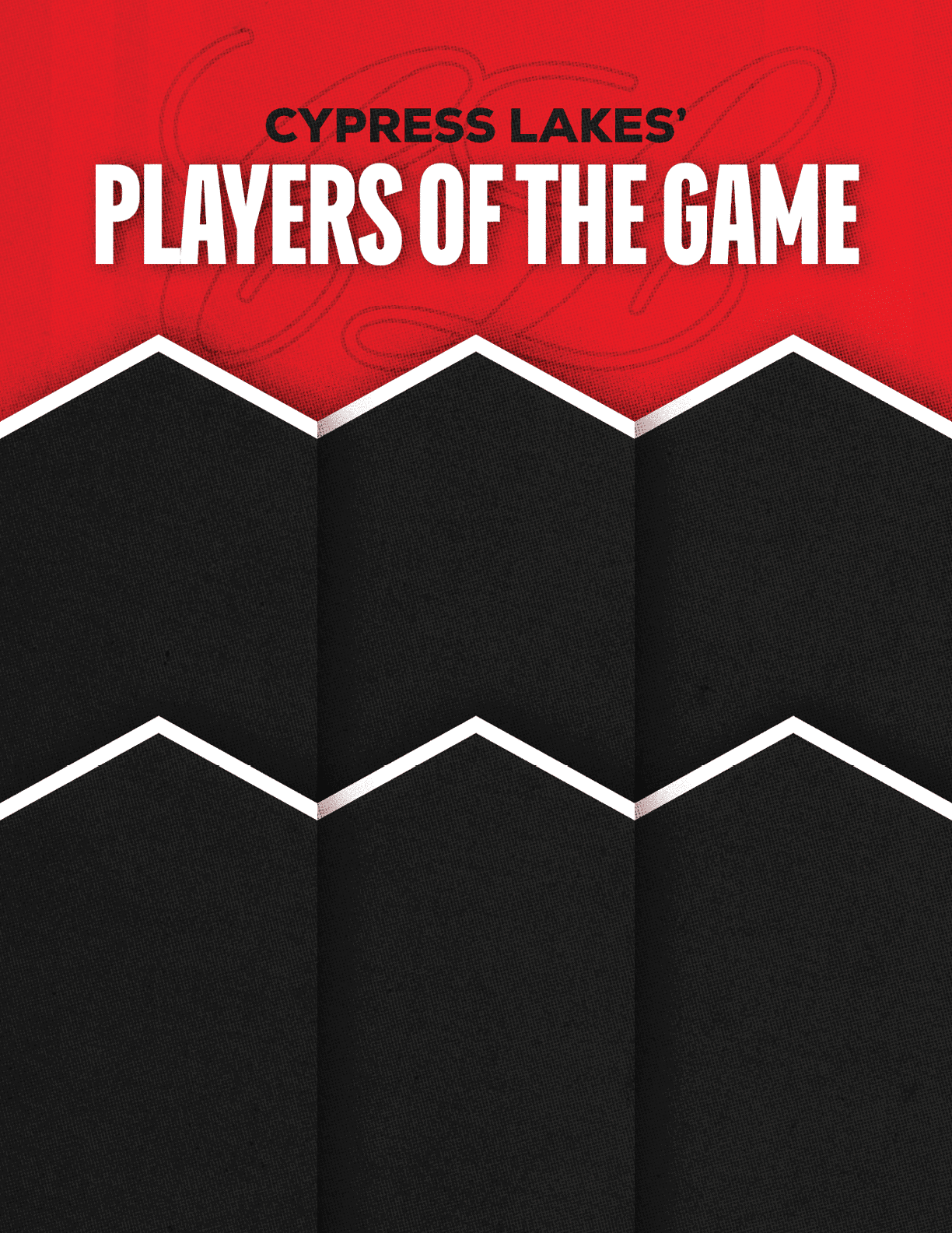 A red and black poster with the words “Sun Prairie East's Players of the Game" written on it. Description generated by AI
