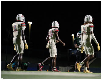 A group of football players celebrating a touchdown. Description generated by AI