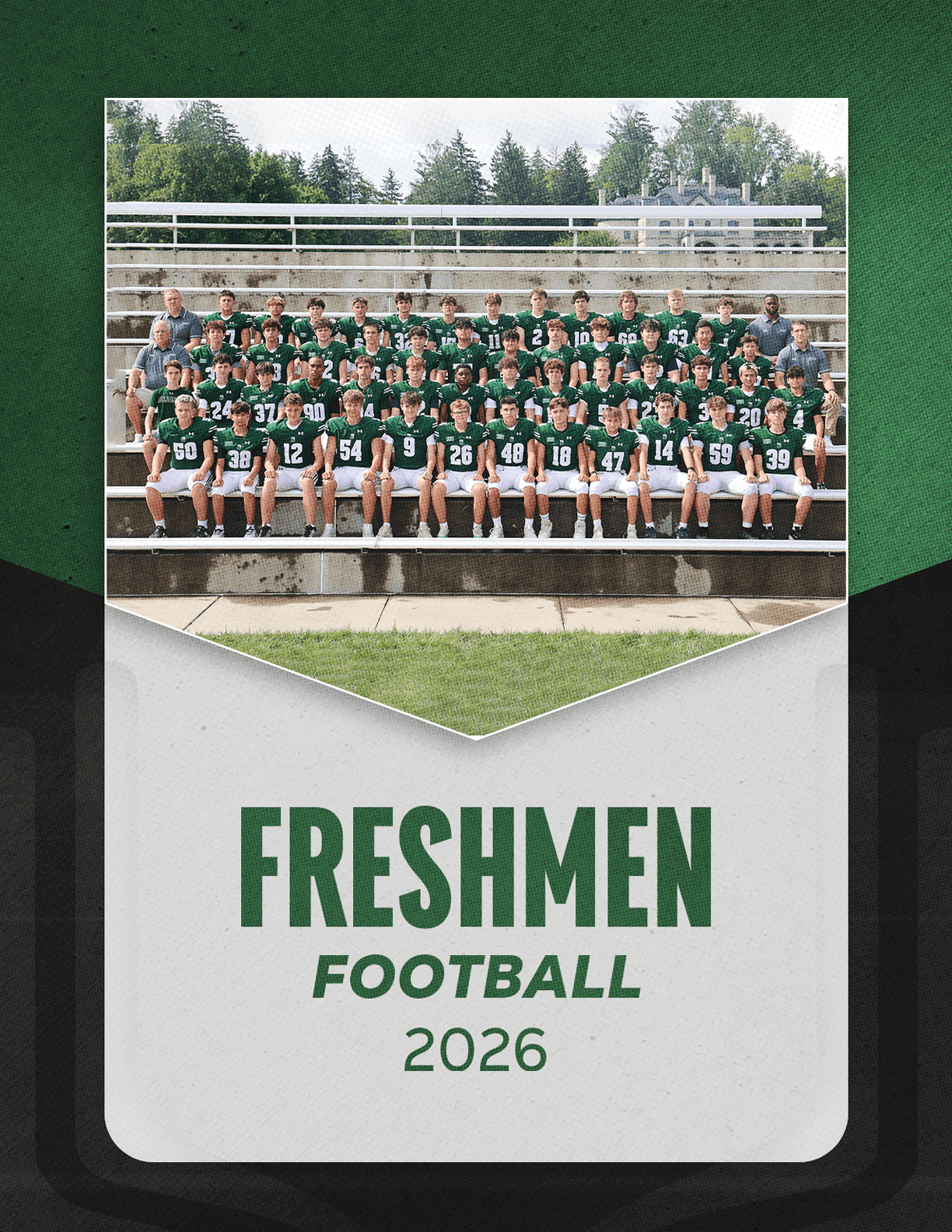 A group of football players sitting on a bench. Description generated by AI