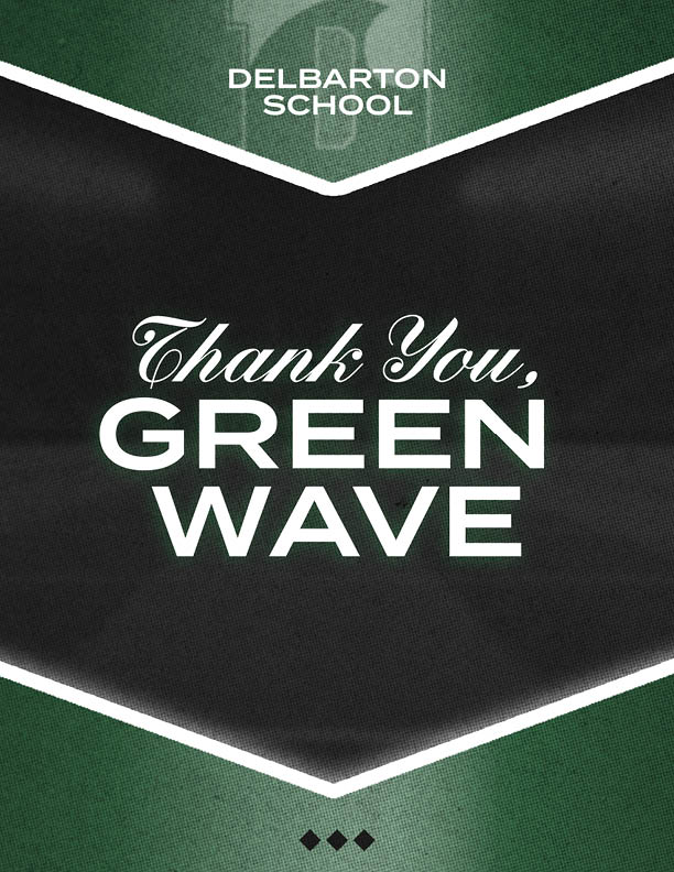 A green and gold sign that says Thank You Golden Eagles. Description generated by AI