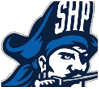 A stylized navy blue and white fish head facing right on a green oval background. Description generated by AI