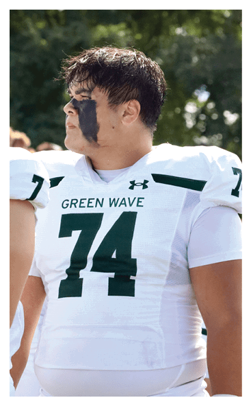 A young man wearing a football jersey with the name Vista on the back. AI generated content
