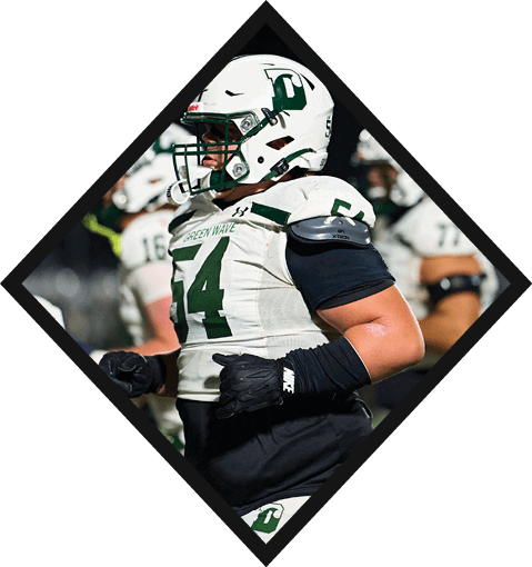 A football player wearing a black jersey with the number 16 on it is holding a football. AI generated content