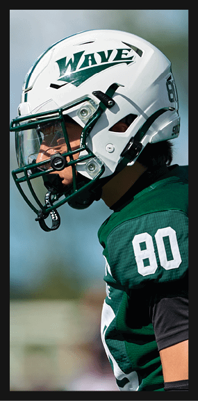 A man in a green shirt and black pants is preparing to throw a football. AI generated content