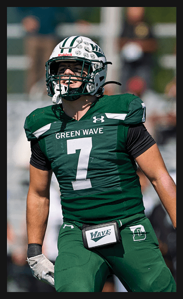 A young man wearing a football jersey with the name Vista on the back. AI generated content
