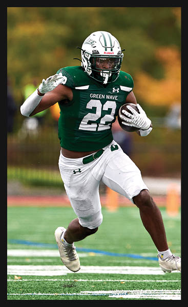 A football player wearing a black and white uniform with the number 10 on the back. AI generated content