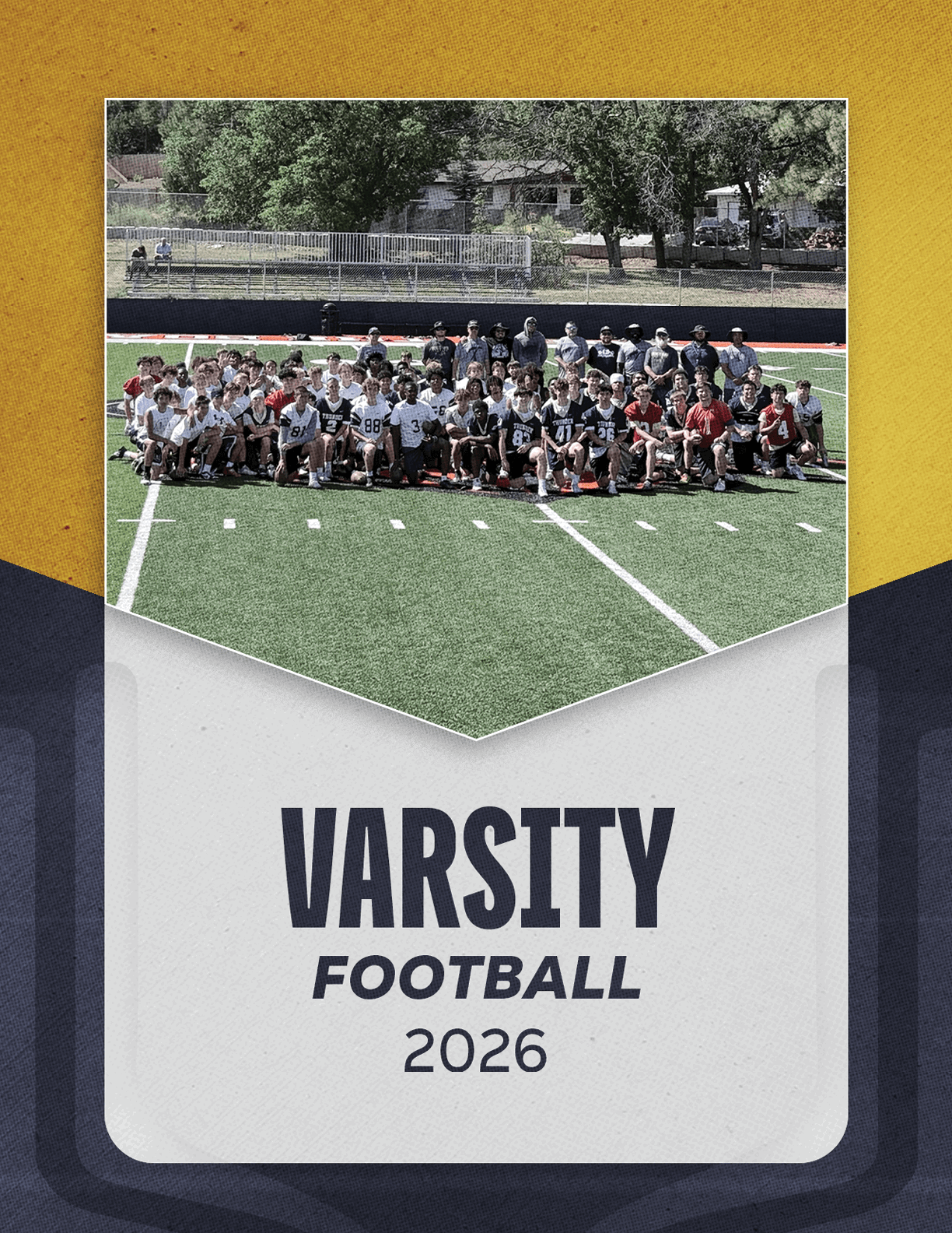A group of people are standing on a football field. AI generated content