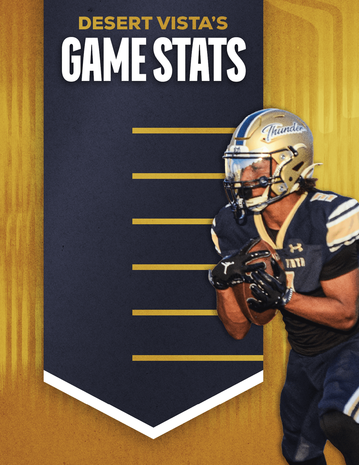 A football player wearing a blue and gold jersey with the number 12 on the back. AI generated content