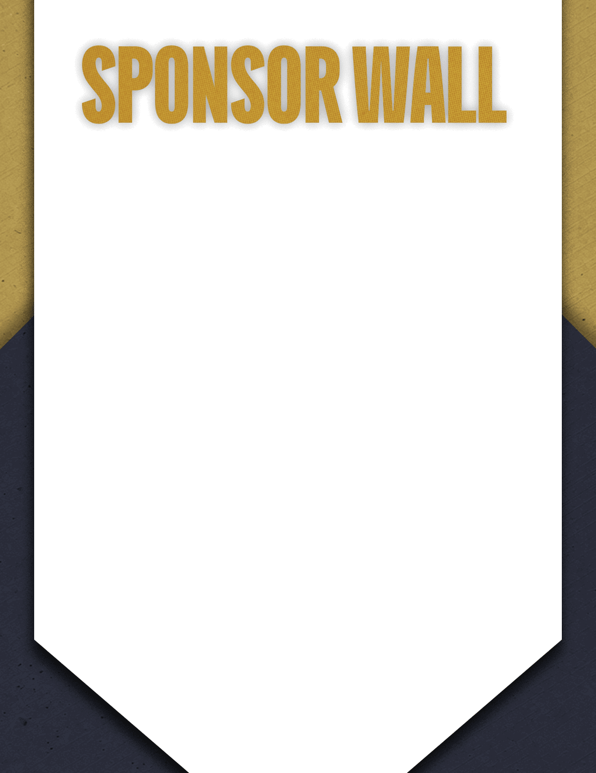 A white banner with gold lettering that reads “Sponsor Wall". AI generated content