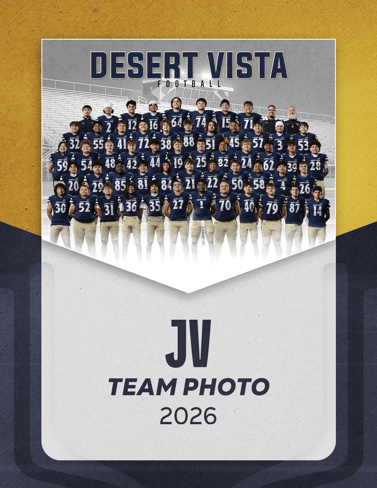A group of football players posing for a team photo in 2026. AI generated content