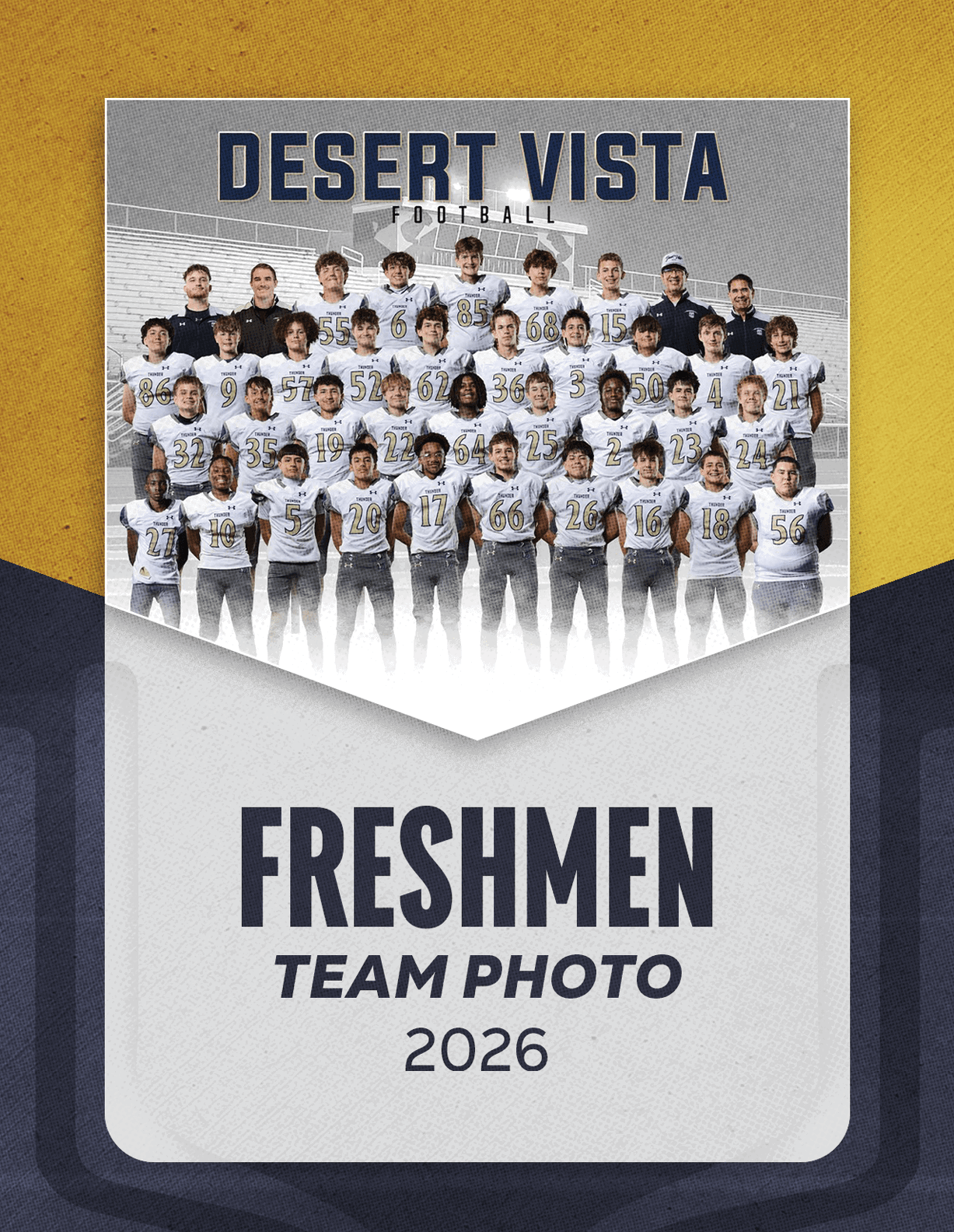 A group of young men in football uniforms posing for a team photo. AI generated content