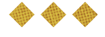 Three dark blue diamond shapes with a grid pattern are evenly spaced on a white background. Description generated by AI
