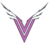 A stylized purple letter V with three gray lightning bolt shapes extending diagonally upward from each side. Description generated by AI