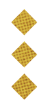 Three dark blue diamond shapes with a subtle checkered pattern are vertically aligned on a white background. Description generated by AI