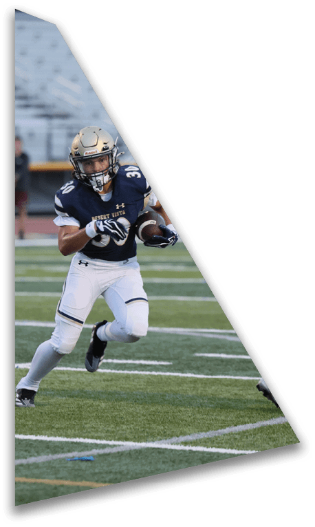 People wearing athletic clothing are running on a sports field with yard lines visible. Description generated by AI