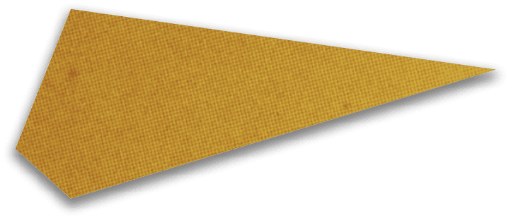 A brown paper airplane with a white stripe near the top left corner is shown against a white background. Description generated by AI