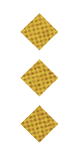 Three dark blue diamond shapes with a subtle checkered pattern are vertically aligned on a white background. Description generated by AI