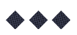 Three dark blue diamond shapes with a subtle checkered pattern are vertically aligned on a white background. Description generated by AI