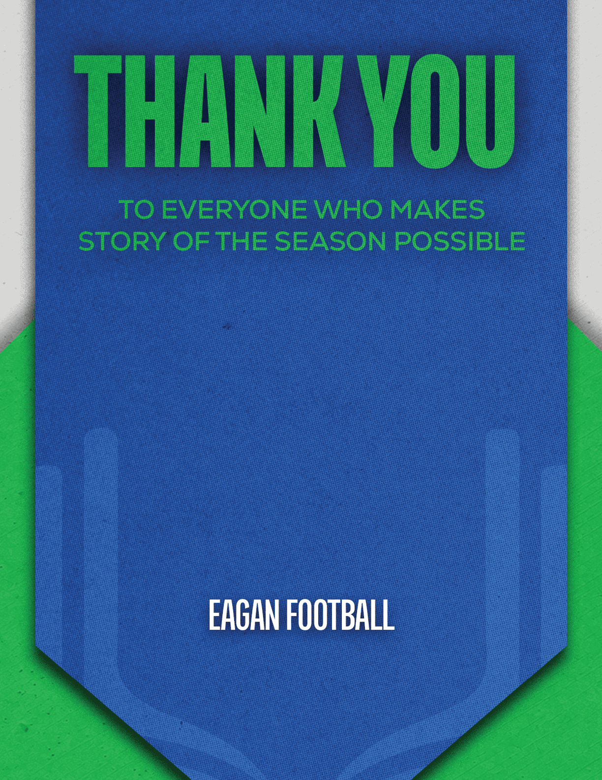 A blue and red banner with the words “Esterro Football" written on it. Description generated by AI