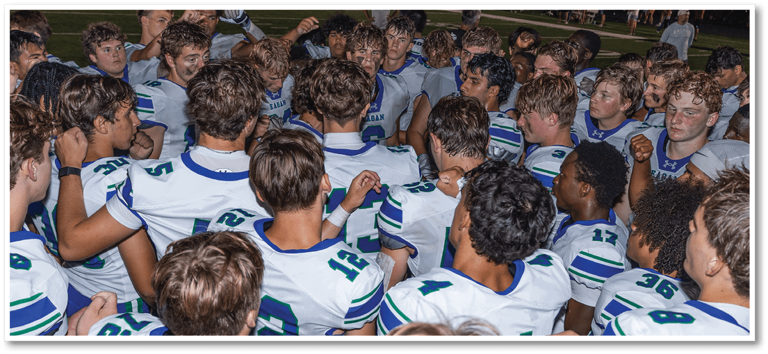 A group of football players on a field. Description generated by AI