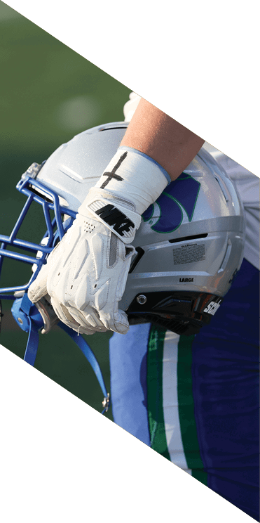 A group of football players wearing headphones and smiling. AI generated content
