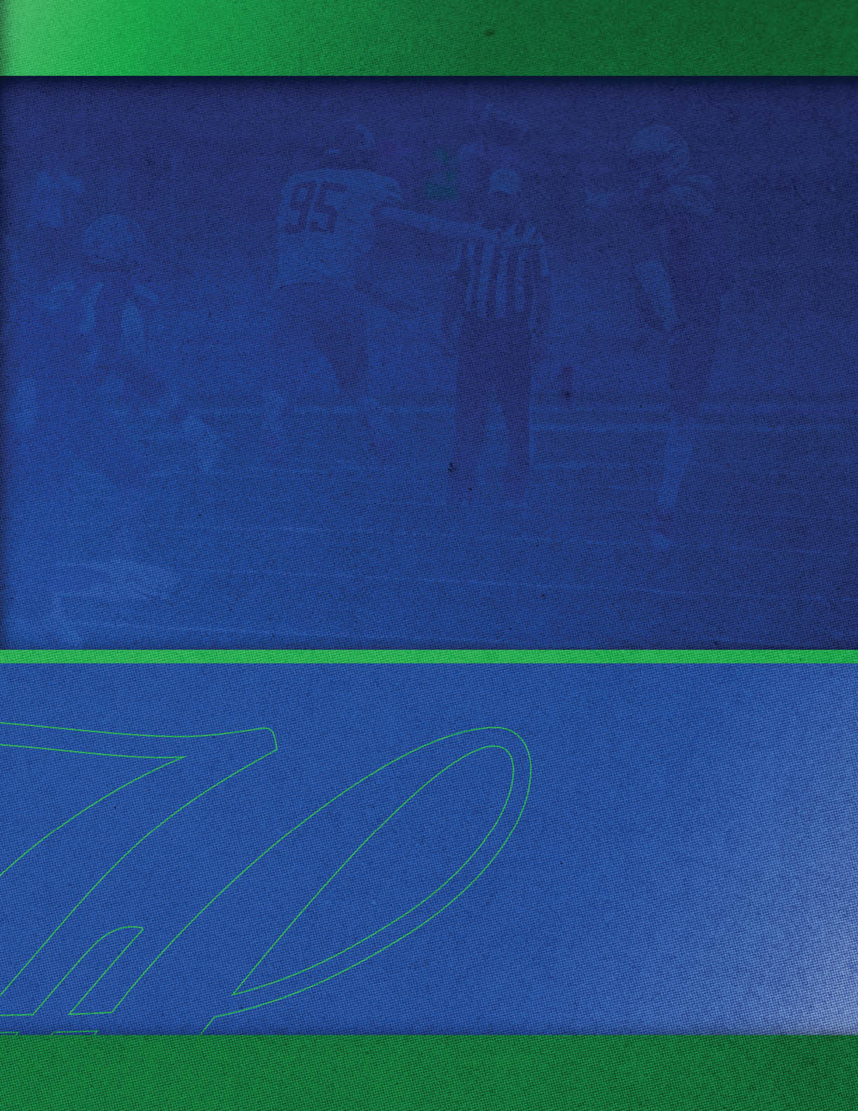 A football player is running with the number 14 on his jersey. Description generated by AI