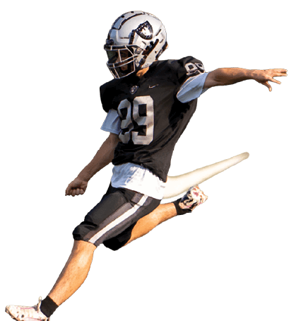 A young man wearing a white jersey with the number 10 on it. Description generated by AI