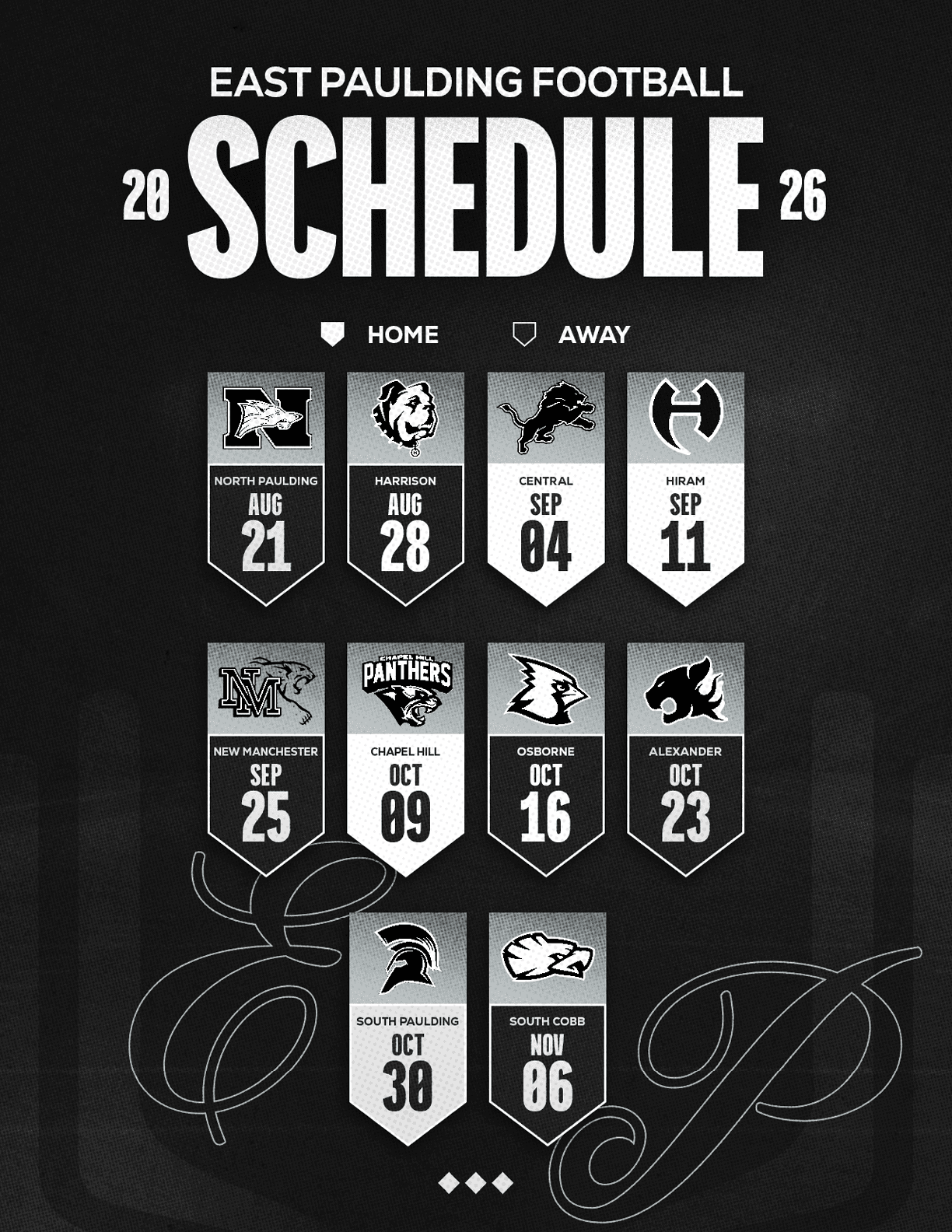 A football schedule for the 2014 season. Description generated by AI