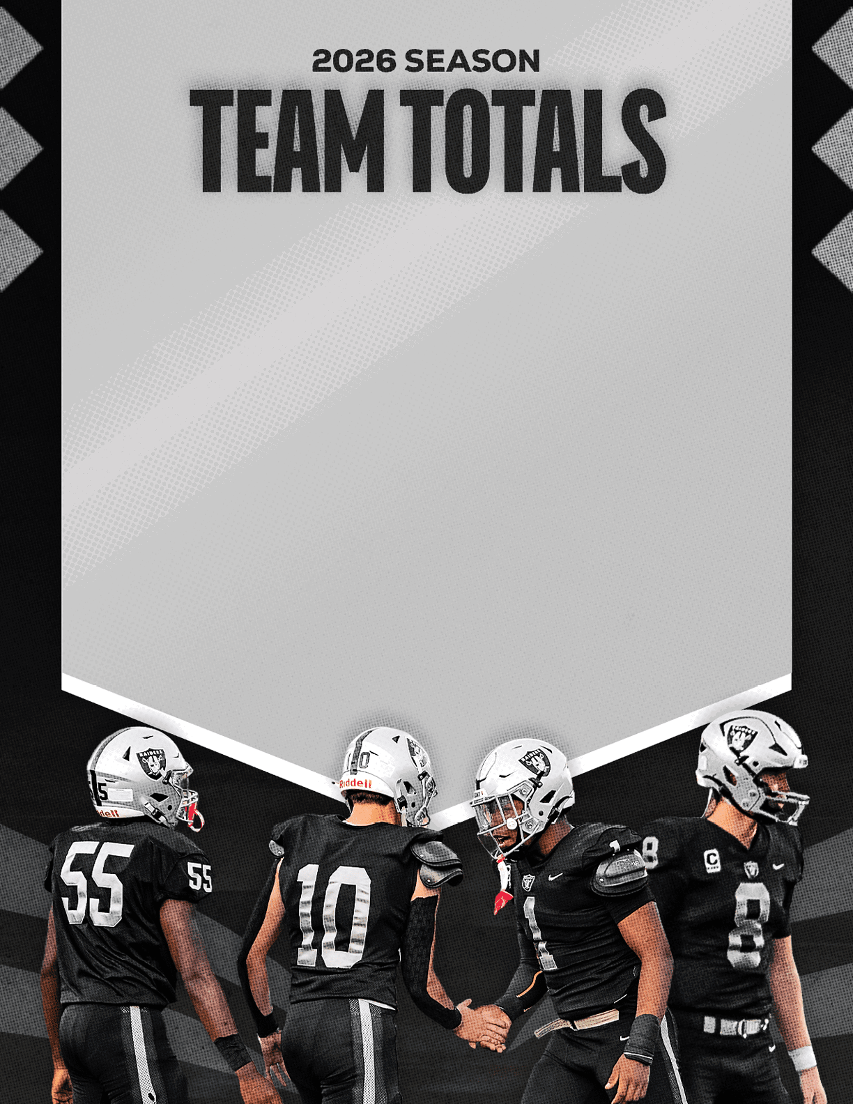 A group of football players standing on a field. Description generated by AI