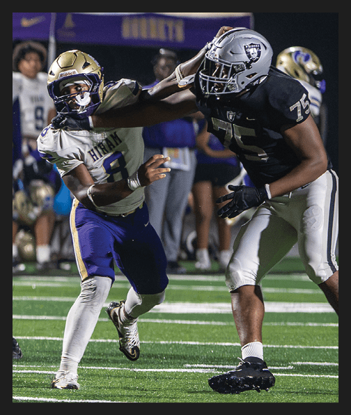 A football player in a white uniform is running with a football in his hand. AI generated content
