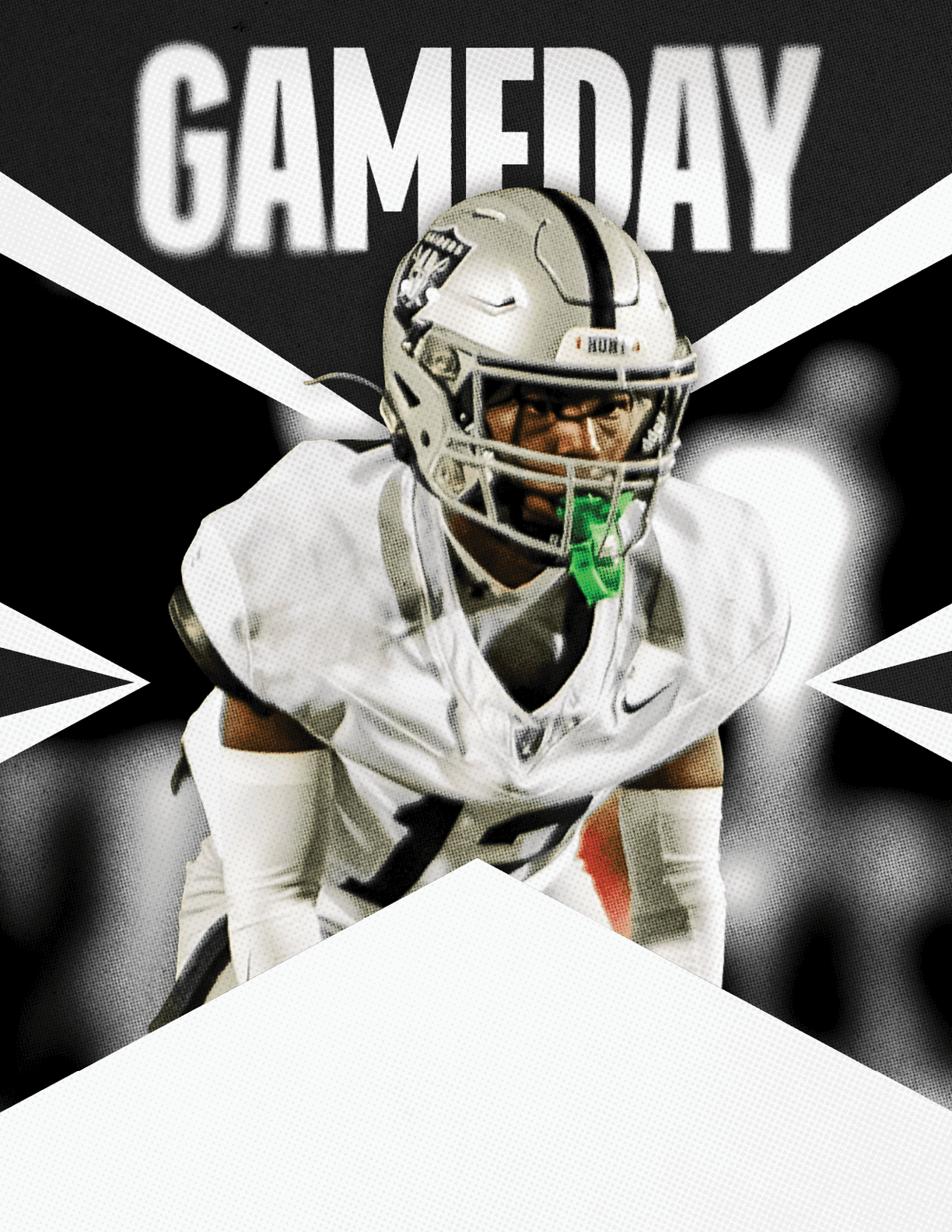Two football players celebrating a touchdown. Description generated by AI