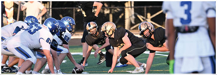 A group of football players on a field. Description generated by AI