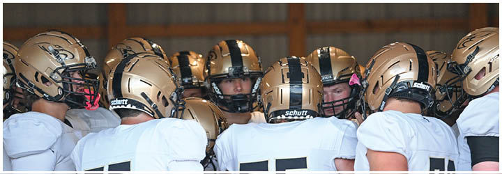 A group of football players on a field. Description generated by AI