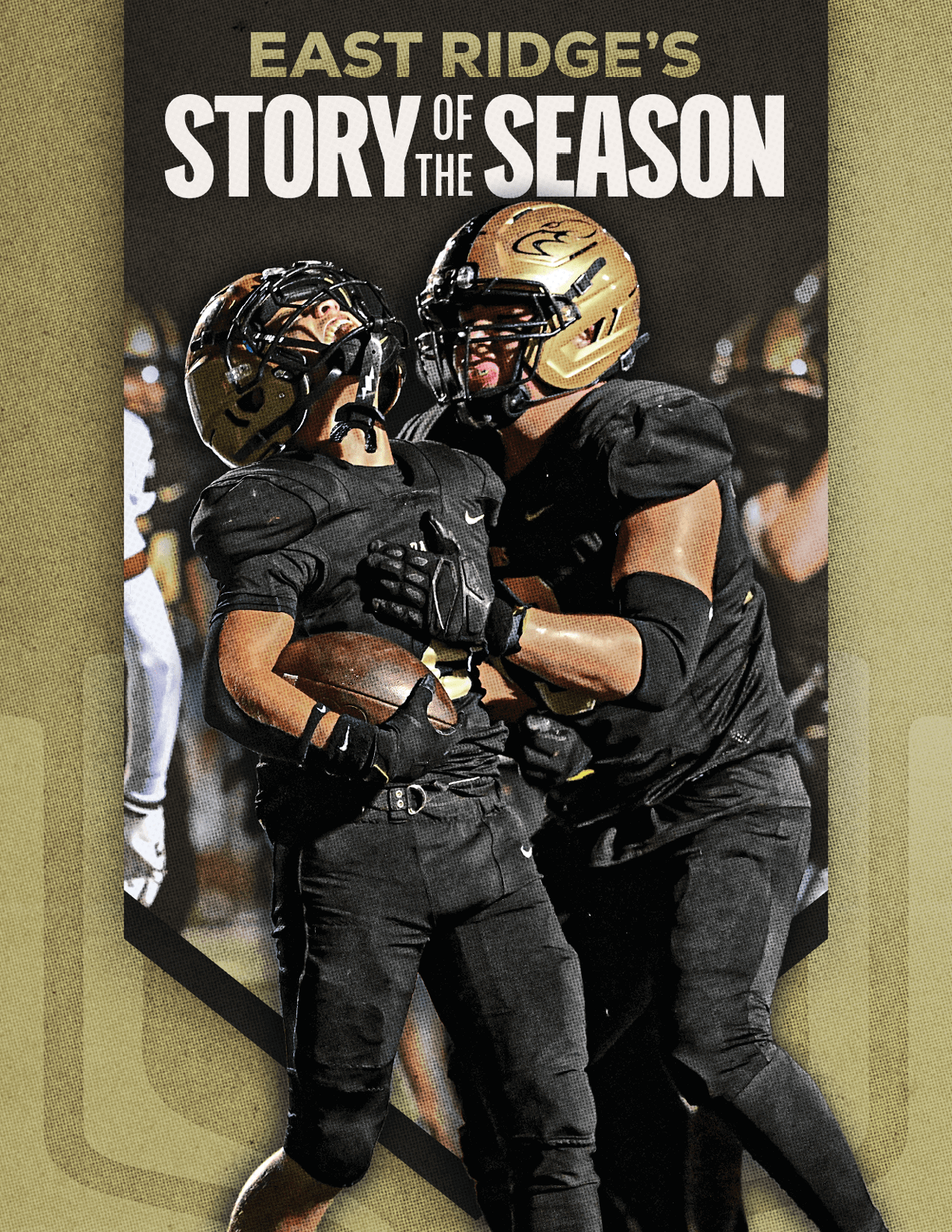 A group of football players huddled together. Description generated by AI