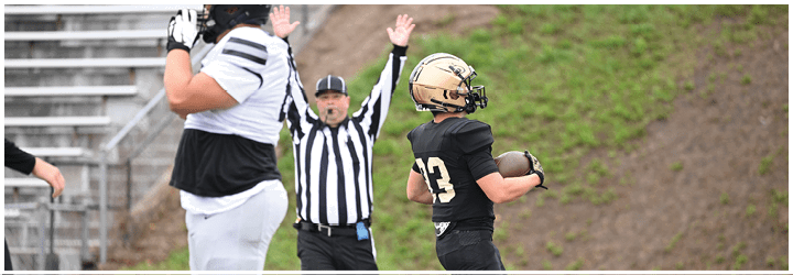 A group of football players on a field. Description generated by AI