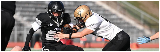 A football player is sliding on the ground. Description generated by AI