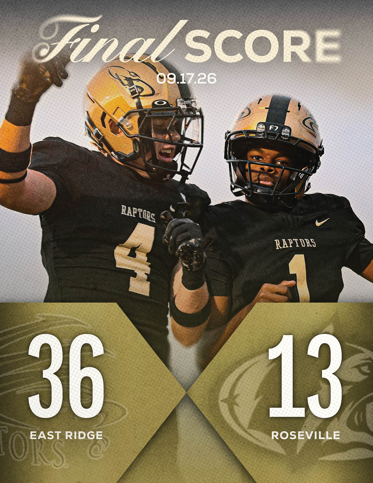 A football game is being played between Mountain Vista and Neville North. Description generated by AI