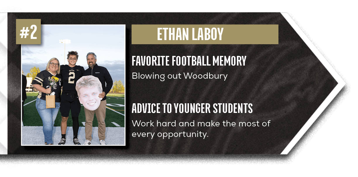 Work hard and make the most of every opportunity.,Blowing out Woodbury,ADVICE TO YOUNGER STUDENTS,FAVORITE FOOTBALL M...
