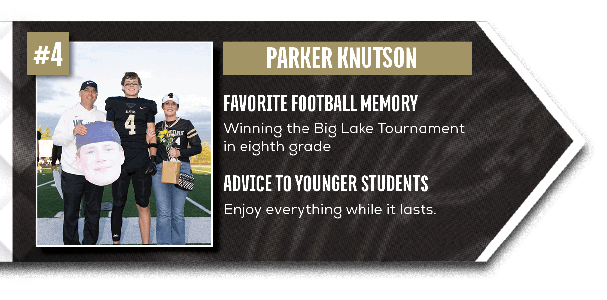 Enjoy everything while it lasts.,Winning the Big Lake Tournament in eighth grade,ADVICE TO YOUNGER STUDENTS,FAVORITE ...
